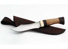 Нож ручной работы Ящер из стали кованой 95х18, пила, рукоять орех-венге