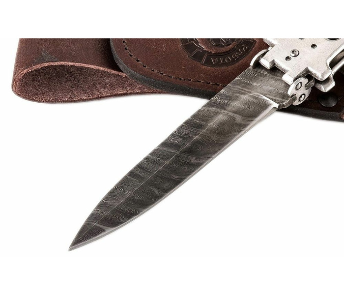 Складной нож ручной работы Chameleon Silver из стали дамаск