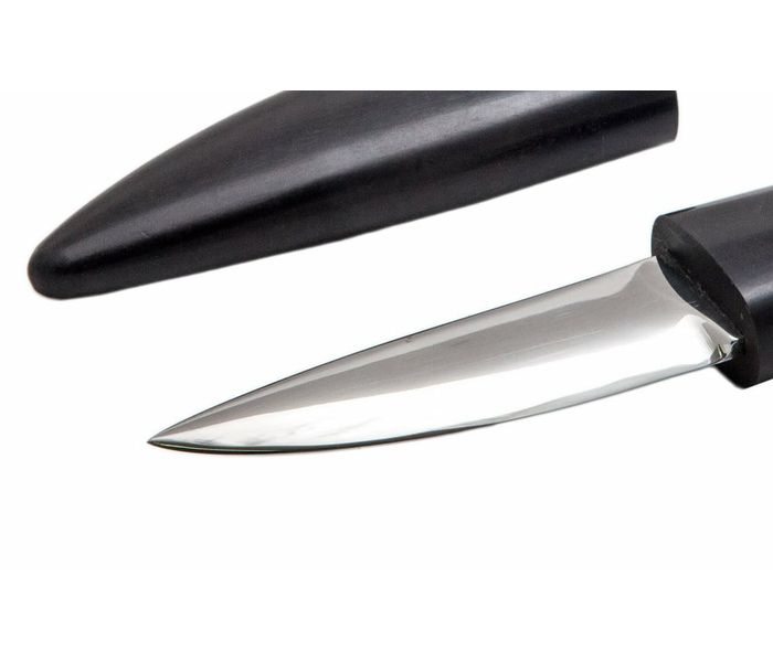 Якутский нож ручной работы 'Клык малый' из стали кованой 95Х18 рукоять черный граб, ножны черный граб
