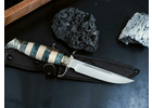 Нож Финка ВМФ из стали Х12МФ авторская, наборная рукоять карельская береза, кожаные ножны, не разборная