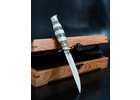 Нож Финка ВМФ из стали D2 авторская, наборная рукоять карельская береза, кожаные ножны, не разборная