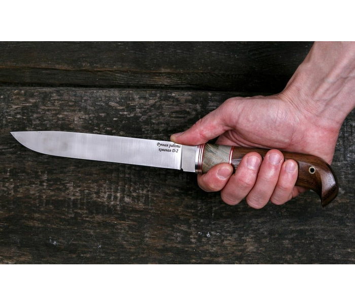 Финский нож ручной работы 'Puukko' -1 из стали кованой D2, рукоять амазакуе