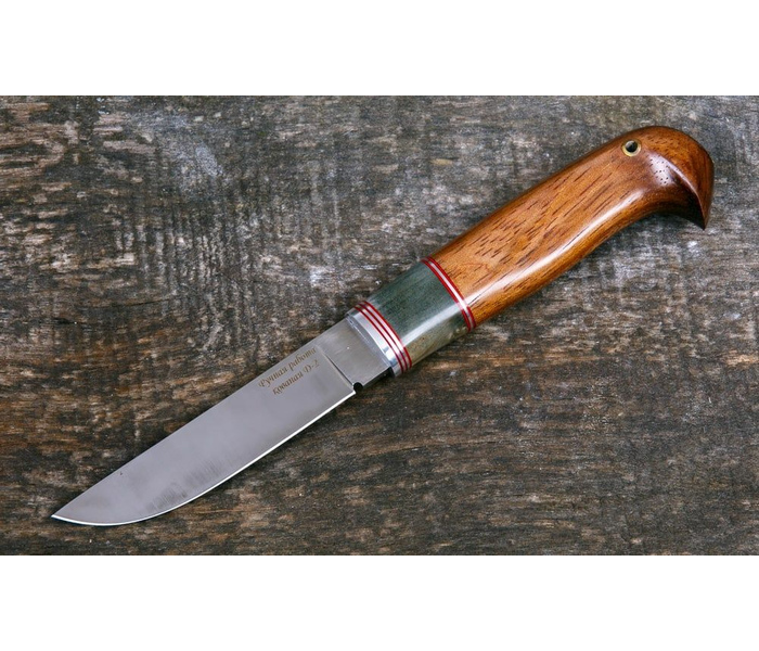 Финский нож ручной работы 'Puukko' малый из стали кованой D2, рукоять амазакуе