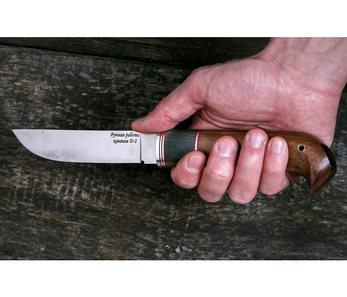 Финский нож ручной работы 'Puukko' малый из стали кованой D2, рукоять амазакуе