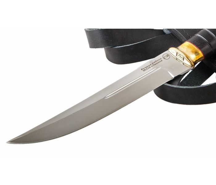 Казачий нож ручной работы Пластун из стали 95х18, рукоять черный граб