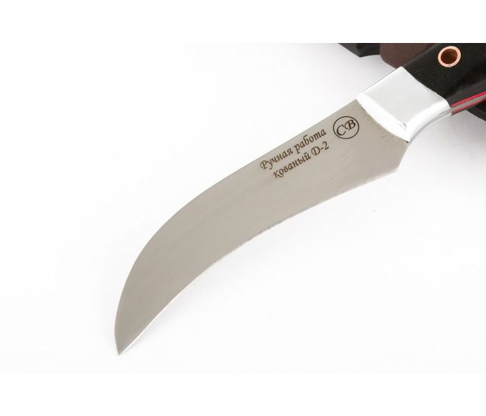 Кухонный нож 'Коготок': сталь D2, рукоять черный граб, дюраль