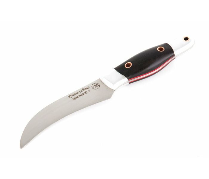 Кухонный нож 'Коготок': сталь D2, рукоять черный граб, дюраль
