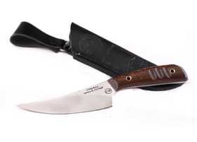 Нож кухонный ручной работы Барсук из стали х12мф, рукоять цельнометаллическая, махагон