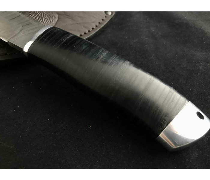 нож Пограничника из дамасской стали, рукоять наборная кожа