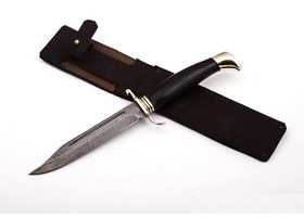 нож разведчика ручной работы 'НР-40' из стали Булат, рукоять черный граб