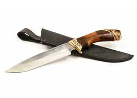 Нож ручной работы Буйвол из стали х12мф, рукоять венге, махагон, художественное литьё - латунь