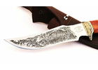 Нож ручной работы 'Дрозд' из стали кованой 95х18, с гравировкой рукоять сапеле, литьё