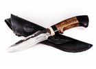 Нож ручной работы Гамбит из стали х12мф,кривой дол, рукоять граб-махагон