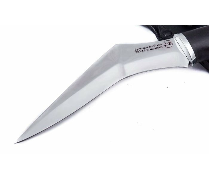 нож ручной работы Гарпия из стали кованой 95Х18, рукоять черный граб
