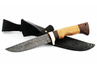 Нож ручной работы Горностай из стали дамаск, рукоять сапеле-венге
