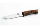 Нож ручной работы Горностай из стали кованой 95х18 рукоять цельнометаллическая махагон