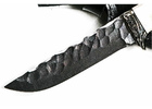 Нож ручной работы Горностай: сталь дамаск, каменный век, резная рукоять рог лося,художественный рисунок