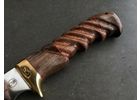 Нож ручной работы Казбек из стали х12мф, дол, резаная рукоять орех-венге
