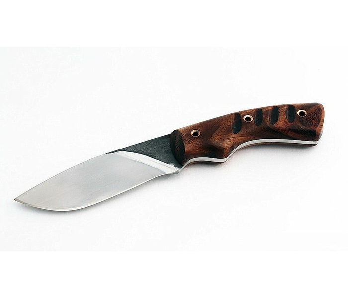 Нож ручной работы Коршун из стали кованой 95х18 рукоять цельнометаллическая махагон