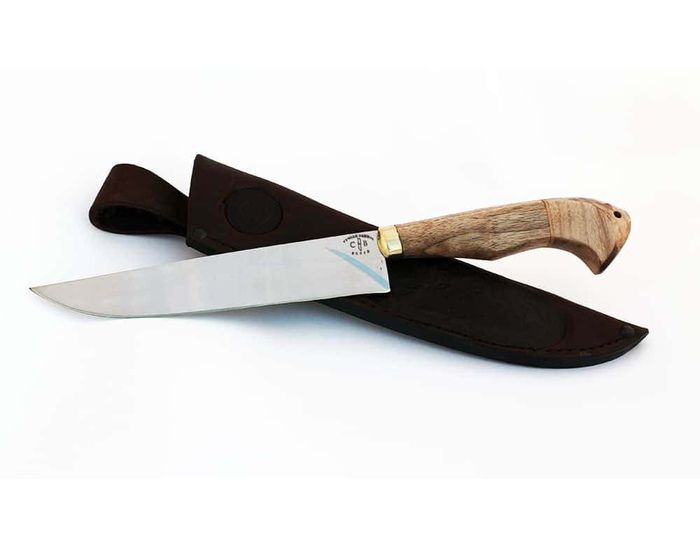 Нож ручной работы Осетр из кованой стали 95х18, рукоять орех