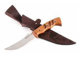 Нож ручной работы 'Пиранья' из стали кованой 95Х18, цельнометаллическая рукоять, махагон