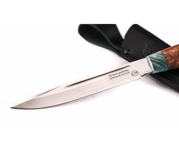 Нож ручной работы Росомаха большой из стали кованой 95х18, рукоять карельская береза