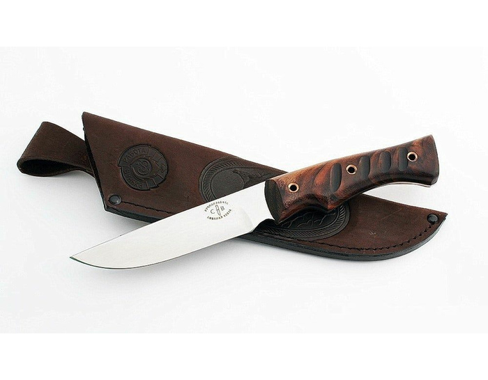 Нож ручной работы Росомаха из кованой стали 95х18, цельнометаллический, махагон