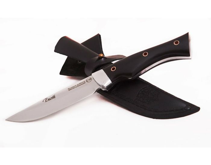 Нож ручной работы Росомаха из кованой стали 95х18, рукоять цельнометаллическая - граб