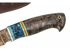 нож ручной работы Росомаха из стали Ламинированной,рукоять стабилизированная карельская береза, вставка акрил