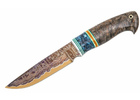 нож ручной работы Росомаха из стали Ламинированной,рукоять стабилизированная карельская береза, вставка акрил