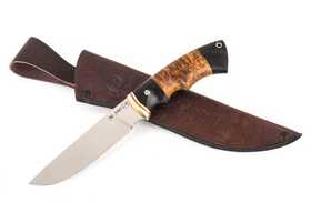 Нож ручной работы Росомаха из стали порошковой Bohler М390 рукоять карельская береза, черный граб