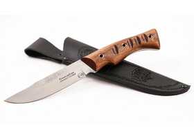 Нож ручной работы Росомаха из стали х12мф, рукоять цельнометаллическая, махагон