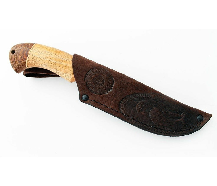 Нож ручной работы Росомаха малый из стали дамаск, каменный век, рукоять сапеле