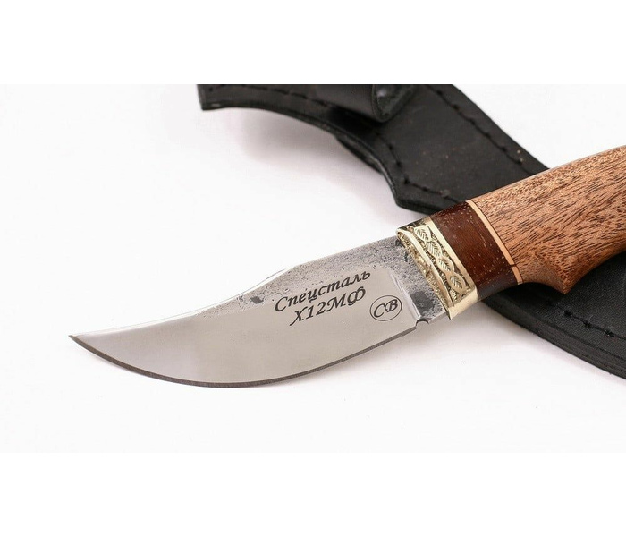 Нож ручной работы Рысь из стали х12мф рукоять махагон-венге