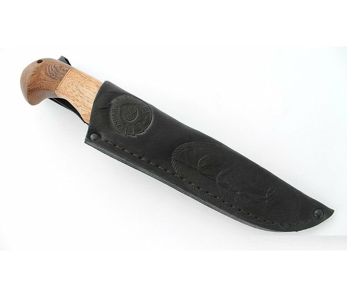 Нож ручной работы Сайга из стали дамаск, каменный век, рукоять сапеле