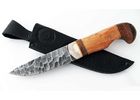 Нож ручной работы Сайга из стали дамаск, каменный век, рукоять сапеле