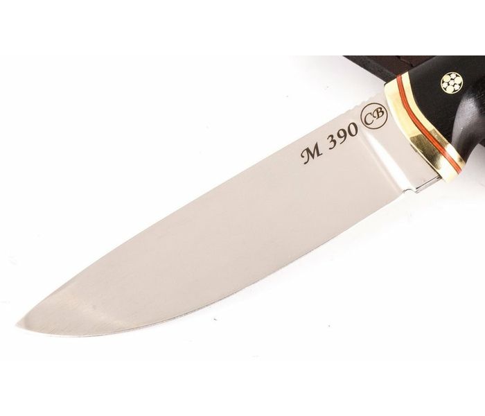 Нож ручной работы Сайга из стали порошковой Bohler М390 рукоять карельская береза черный граб