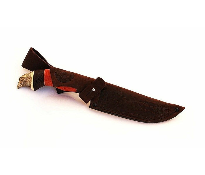 Нож ручной работы Сапсан из стали кованой 95х18, гравировка рукоять падук, литьё