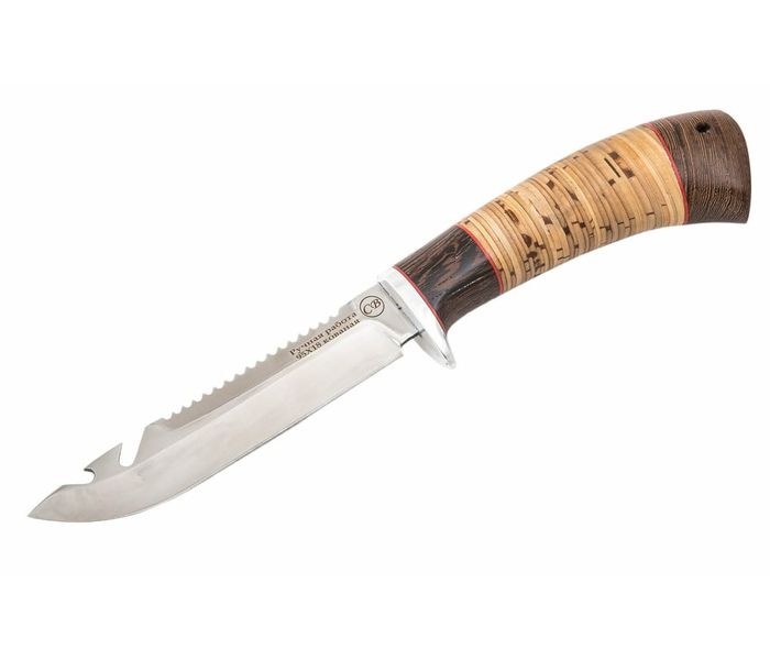 нож ручной работы Таймень из стали кованой 95Х18 рукоять венге, береста