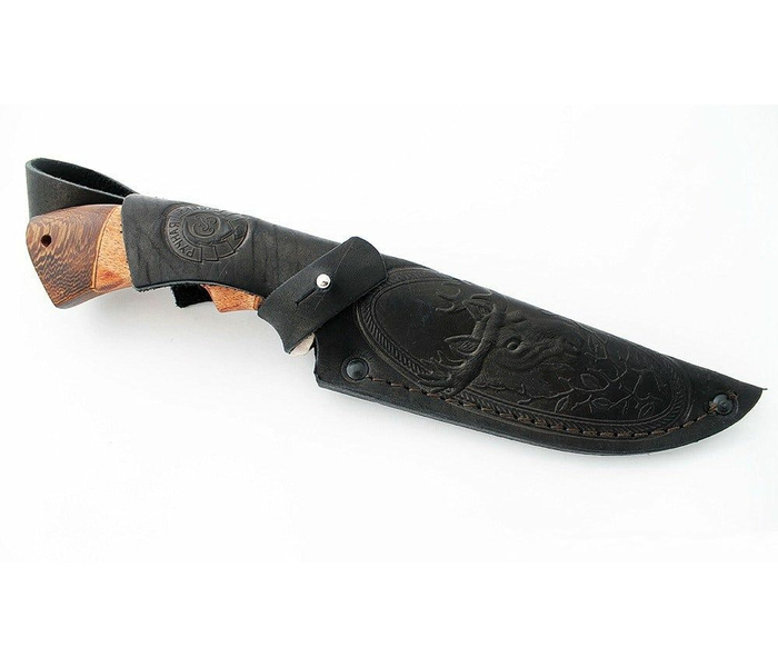 Нож ручной работы Волкодав из стали дамаск, каменный век, рукоять сапеле
