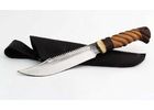 нож ручной работы Хищник из кованой стали 95х18, пила, дол, сапеле-венге, резная рукоять