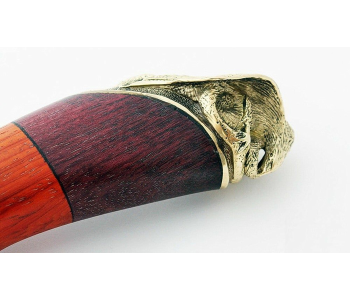 Нож ручной работы Хищник из стали х12мф, пила, дол, художественное литьё - бронза