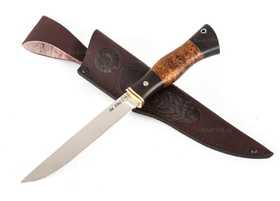 Нож ручной работы Якут из стали порошковой Bohler М390 рукоять карельская береза черный граб