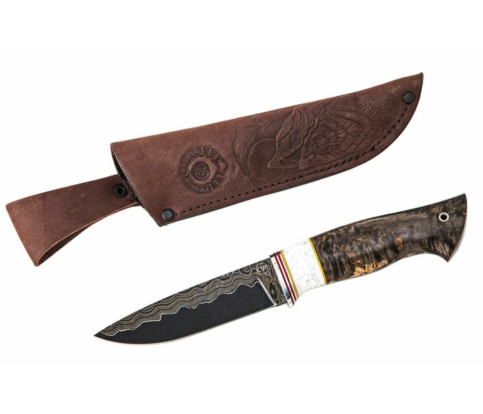 нож Сайга: сталь Ламинированная, рукоять стабилизированная карел. береза, акрил