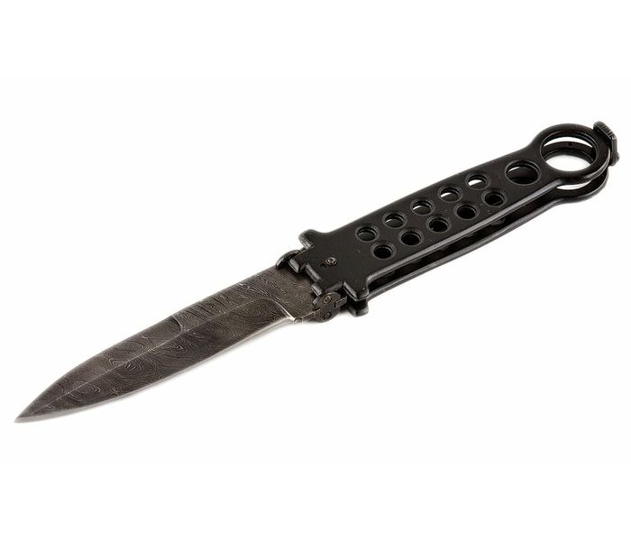 Складной нож ручной работы Chameleon Black из стали дамаск
