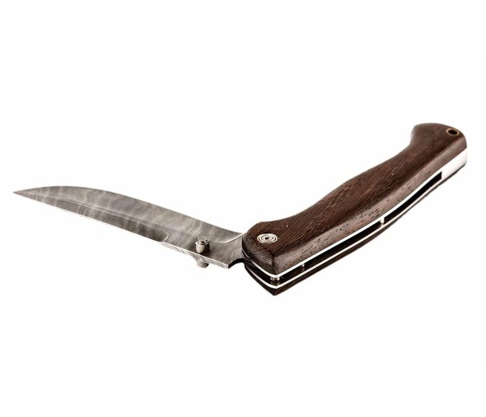 Складной нож ручной работы Казбек из стали дамаск рукоять венге
