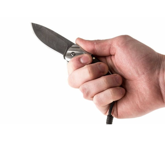 Складной нож ручной работы Крот-1 из стали дамаск рукоять венге