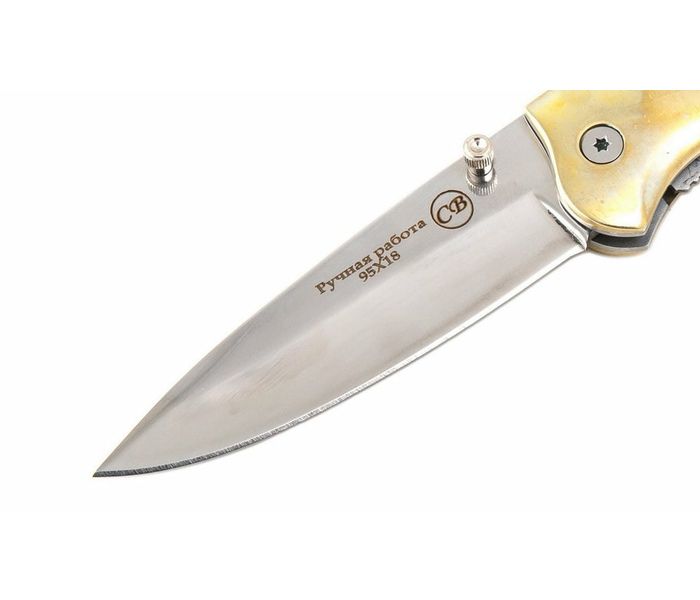 Складной нож ручной работы Крот - 4 из стали 95Х18 рукоять черный граб