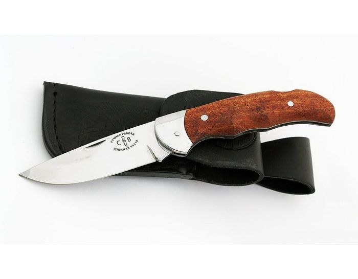 Складной нож ручной работы Крот из стали кованой 95Х18, рукоять сапеле