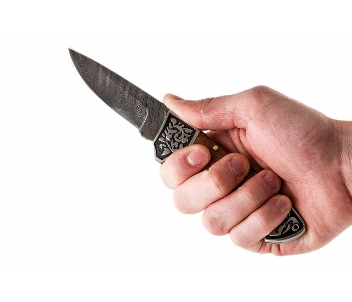 Складной нож ручной работы Легион из стали дамаск рукоять венге